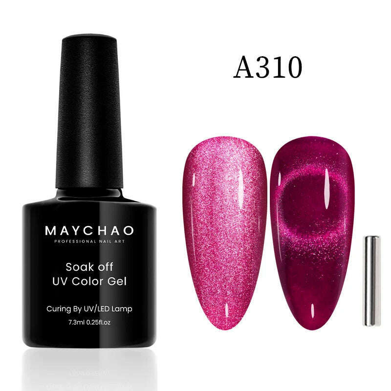 KIMLUD, MAYCHAO 7ml Cat Eye Gel Nail Polish Shiny Magnetic Gel Semi Permanent Soak Off UV Gel Glitter Manicure For Nail Art Gel Varnish, 7.3ml  A310, KIMLUD Womens Clothes