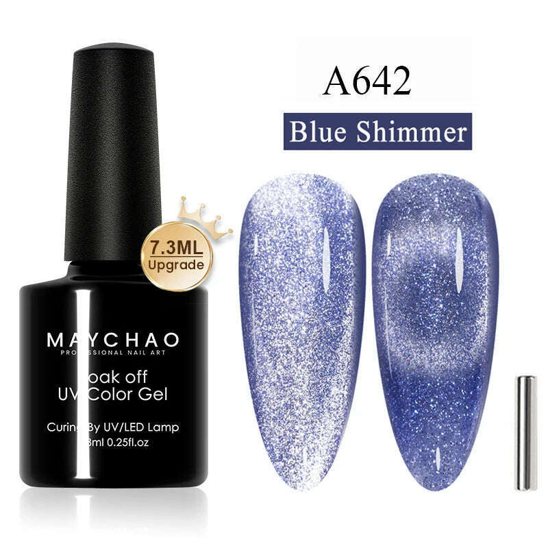 MAYCHAO 7ml Cat Eye Gel Nail Polish Shiny Magnetic Gel Semi Permanent Soak Off UV Gel Glitter Manicure For Nail Art Gel Varnish - KIMLUD