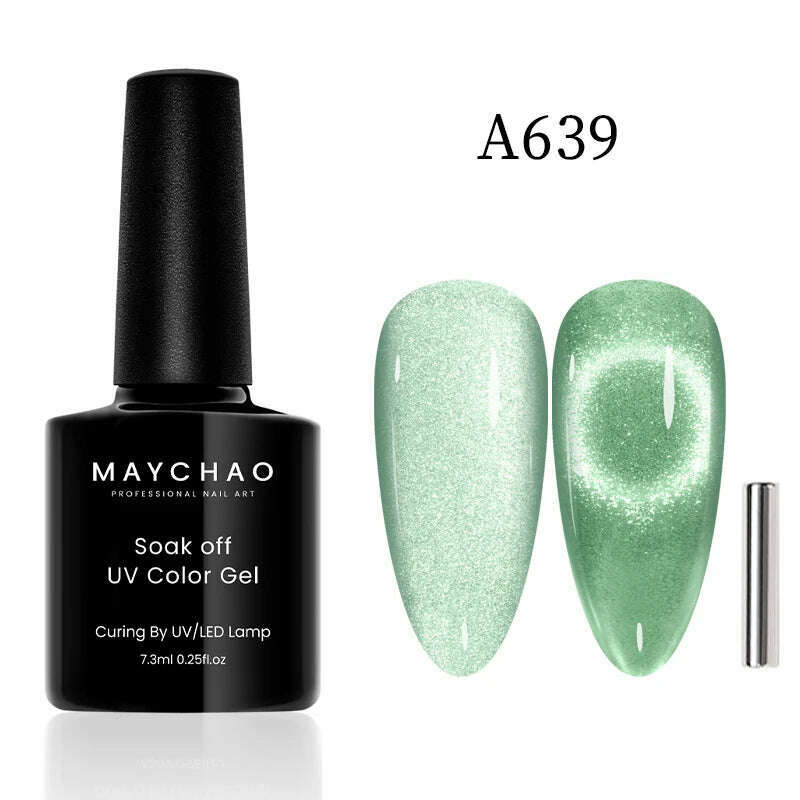 MAYCHAO 7ml Cat Eye Gel Nail Polish Shiny Magnetic Gel Semi Permanent Soak Off UV Gel Glitter Manicure For Nail Art Gel Varnish - KIMLUD