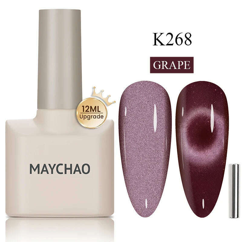 MAYCHAO 7ml Cat Eye Gel Nail Polish Shiny Magnetic Gel Semi Permanent Soak Off UV Gel Glitter Manicure For Nail Art Gel Varnish - KIMLUD