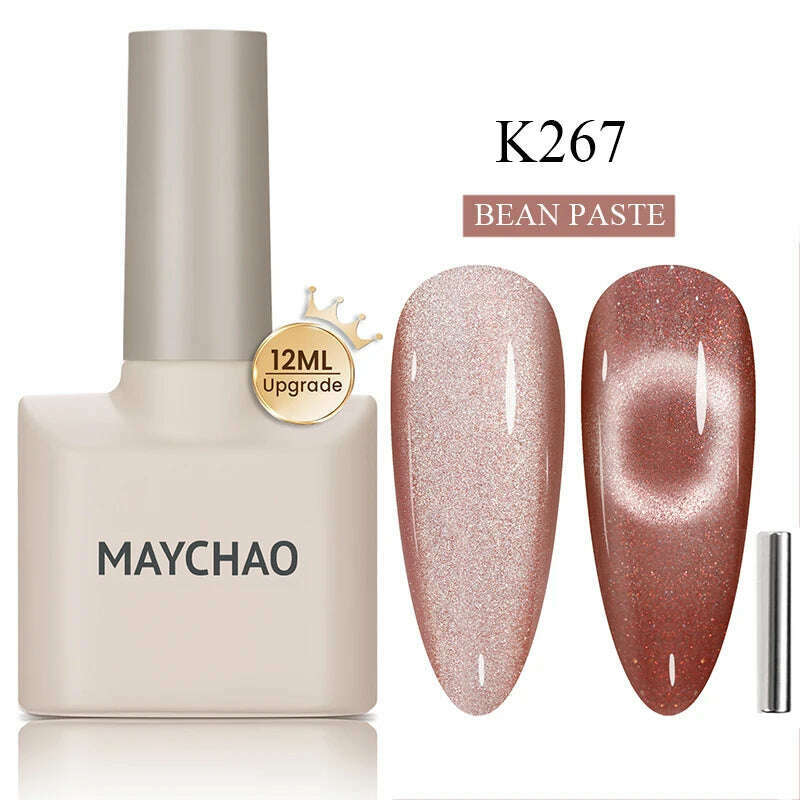 KIMLUD, MAYCHAO 7ml Cat Eye Gel Nail Polish Shiny Magnetic Gel Semi Permanent Soak Off UV Gel Glitter Manicure For Nail Art Gel Varnish, K267, KIMLUD Womens Clothes