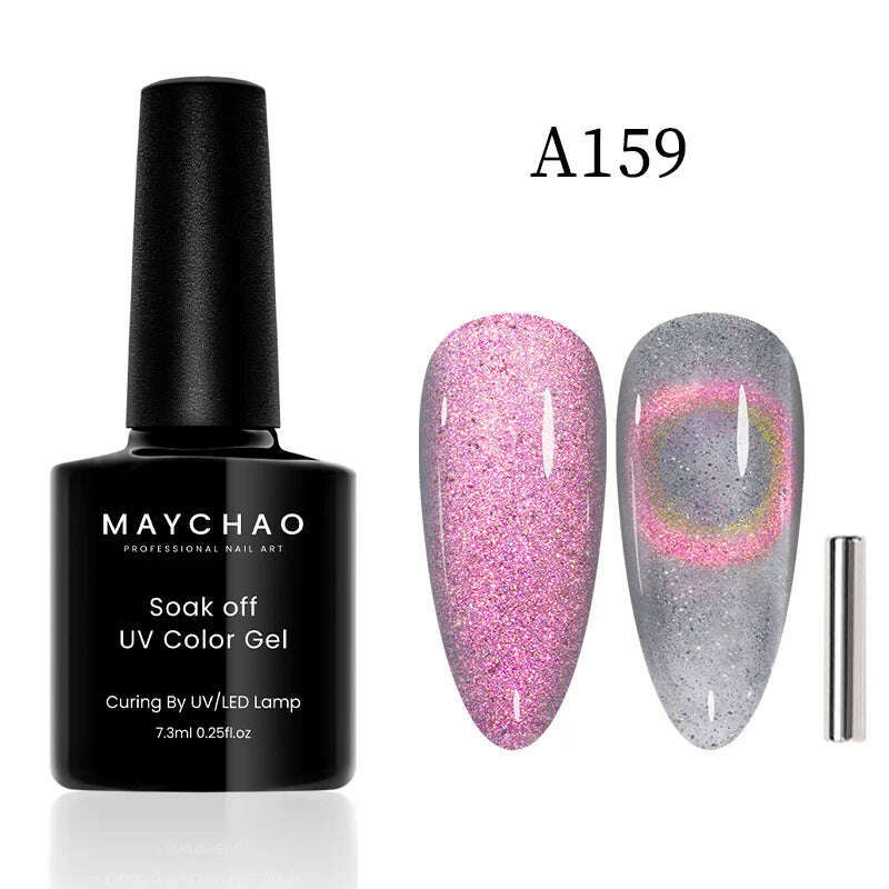 KIMLUD, MAYCHAO 7ml Cat Eye Gel Nail Polish Shiny Magnetic Gel Semi Permanent Soak Off UV Gel Glitter Manicure For Nail Art Gel Varnish, 7.3ml A159, KIMLUD Womens Clothes