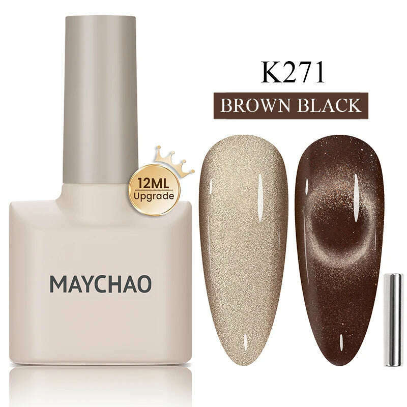 KIMLUD, MAYCHAO 7ml Cat Eye Gel Nail Polish Shiny Magnetic Gel Semi Permanent Soak Off UV Gel Glitter Manicure For Nail Art Gel Varnish, K271, KIMLUD Womens Clothes