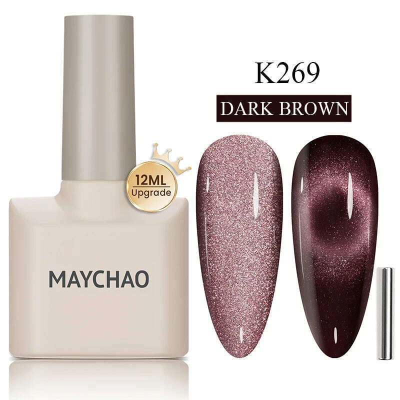 MAYCHAO 7ml Cat Eye Gel Nail Polish Shiny Magnetic Gel Semi Permanent Soak Off UV Gel Glitter Manicure For Nail Art Gel Varnish - KIMLUD