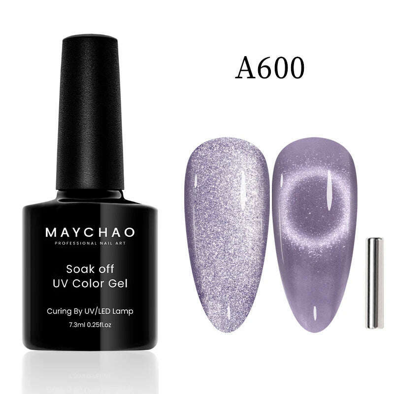 KIMLUD, MAYCHAO 7ml Cat Eye Gel Nail Polish Shiny Magnetic Gel Semi Permanent Soak Off UV Gel Glitter Manicure For Nail Art Gel Varnish, 7.3ml  A600, KIMLUD Womens Clothes