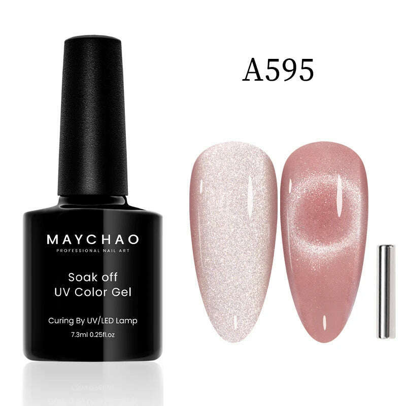 KIMLUD, MAYCHAO 7ml Cat Eye Gel Nail Polish Shiny Magnetic Gel Semi Permanent Soak Off UV Gel Glitter Manicure For Nail Art Gel Varnish, 7.3ml  A595, KIMLUD Womens Clothes