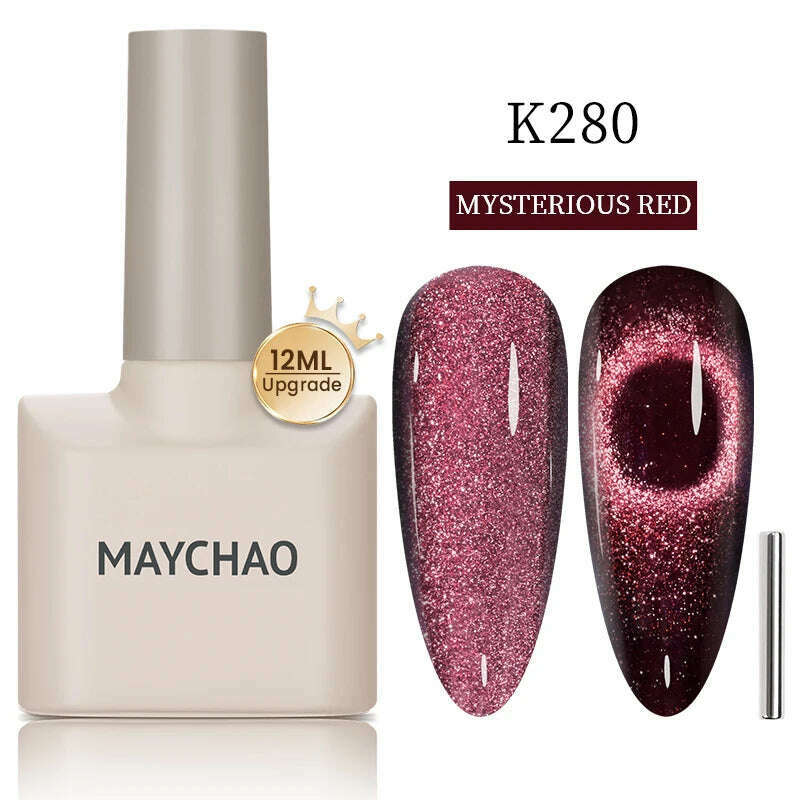 MAYCHAO 7ml Cat Eye Gel Nail Polish Shiny Magnetic Gel Semi Permanent Soak Off UV Gel Glitter Manicure For Nail Art Gel Varnish - KIMLUD
