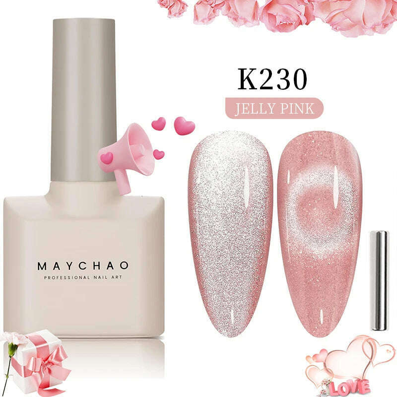 MAYCHAO 7ml Cat Eye Gel Nail Polish Shiny Magnetic Gel Semi Permanent Soak Off UV Gel Glitter Manicure For Nail Art Gel Varnish - KIMLUD