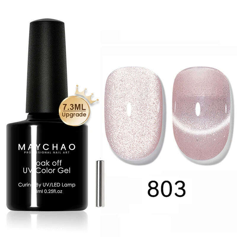 MAYCHAO 7ml Cat Eye Gel Nail Polish Shiny Magnetic Gel Semi Permanent Soak Off UV Gel Glitter Manicure For Nail Art Gel Varnish - KIMLUD