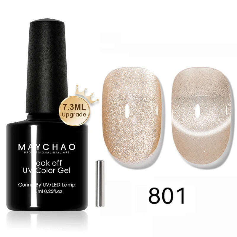MAYCHAO 7ml Cat Eye Gel Nail Polish Shiny Magnetic Gel Semi Permanent Soak Off UV Gel Glitter Manicure For Nail Art Gel Varnish - KIMLUD