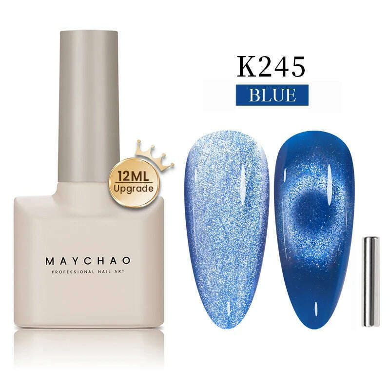 KIMLUD, MAYCHAO 7ml Cat Eye Gel Nail Polish Shiny Magnetic Gel Semi Permanent Soak Off UV Gel Glitter Manicure For Nail Art Gel Varnish, 12ML K245, KIMLUD Womens Clothes