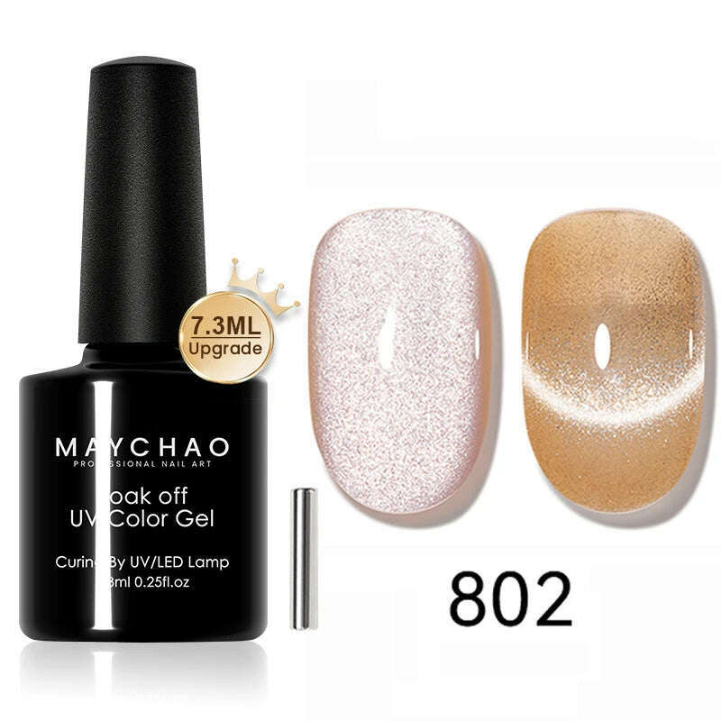 MAYCHAO 7ml Cat Eye Gel Nail Polish Shiny Magnetic Gel Semi Permanent Soak Off UV Gel Glitter Manicure For Nail Art Gel Varnish - KIMLUD