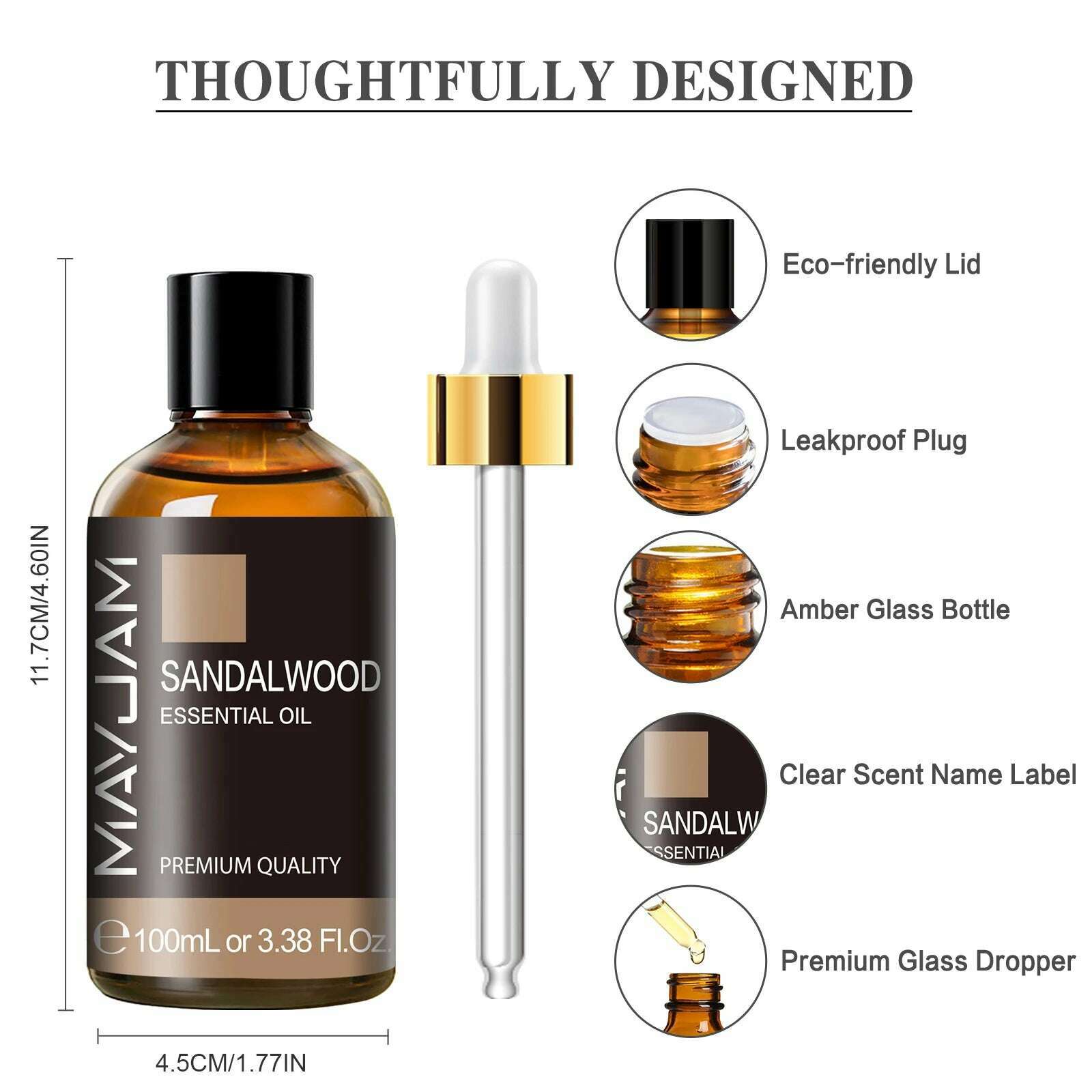 MAYJAM 1PCS 100ML Essential Oil with Dropper Sandalwood Lavender Eucalyptus Vanilla Aroma Oil For Humidifier Scent Candle Burner - KIMLUD