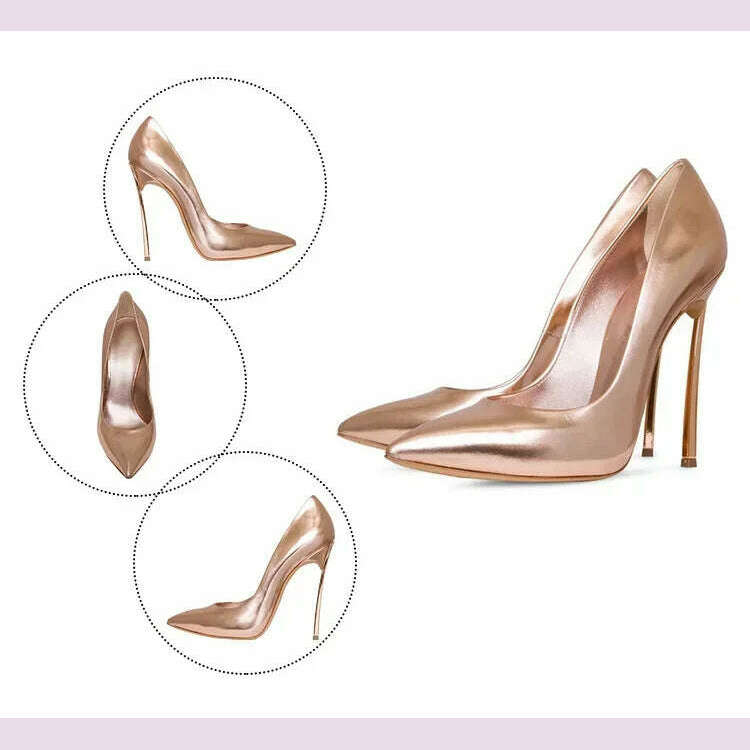 KIMLUD, 【Measure your feet length before order】Women Stiletto High Heel Pumps Sexy Pointed Toe Evening Fashion Dress Lady Shoes C-PU-1, Champagne Metallic / 34 EU 4US 21.5cm, KIMLUD APPAREL - Womens Clothes