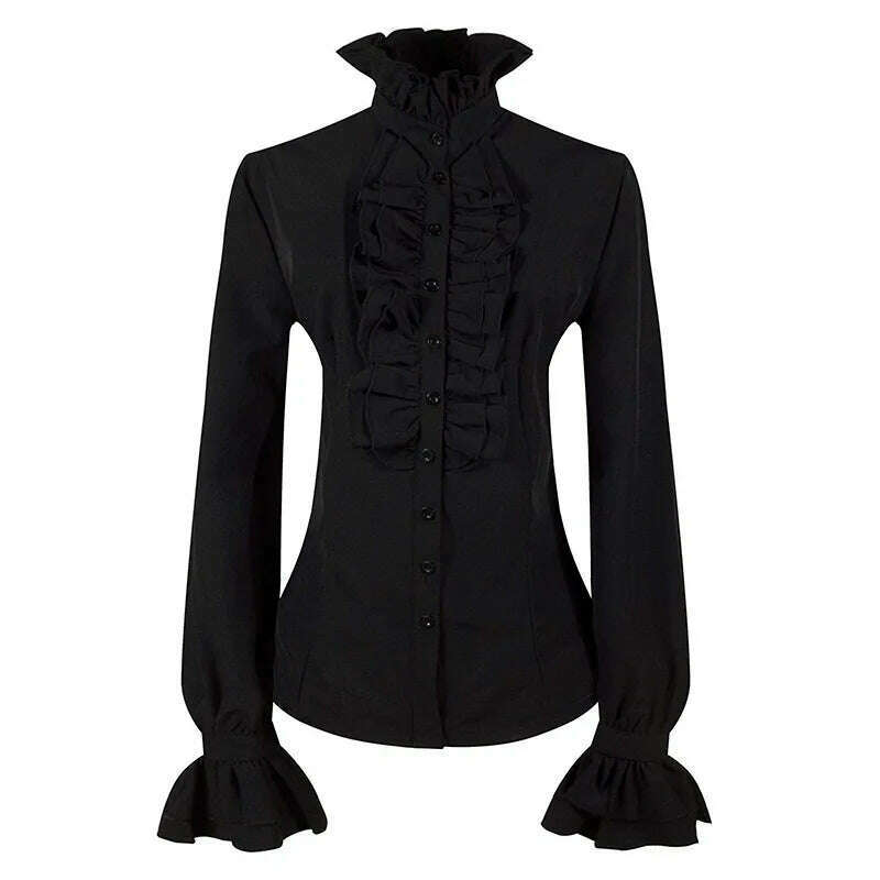 KIMLUD, Medieval Lolita Shirts & Blouses Women's Shirt Victorian Clothing Steampunk Gothic Vampire Pirate Cosplay Halloween Costume, KIMLUD Womens Clothes
