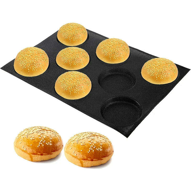 KIMLUD, Meibum Baguette Bun Mould Round Hamburger Silicone Molds Bread Baking Liners Mat Loaf Pan Non-stick Perforated Soft Bakery Mold, KIMLUD Womens Clothes