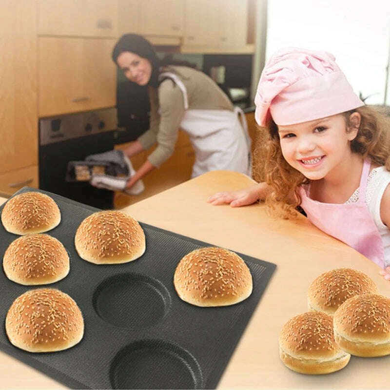 KIMLUD, Meibum Baguette Bun Mould Round Hamburger Silicone Molds Bread Baking Liners Mat Loaf Pan Non-stick Perforated Soft Bakery Mold, KIMLUD Womens Clothes