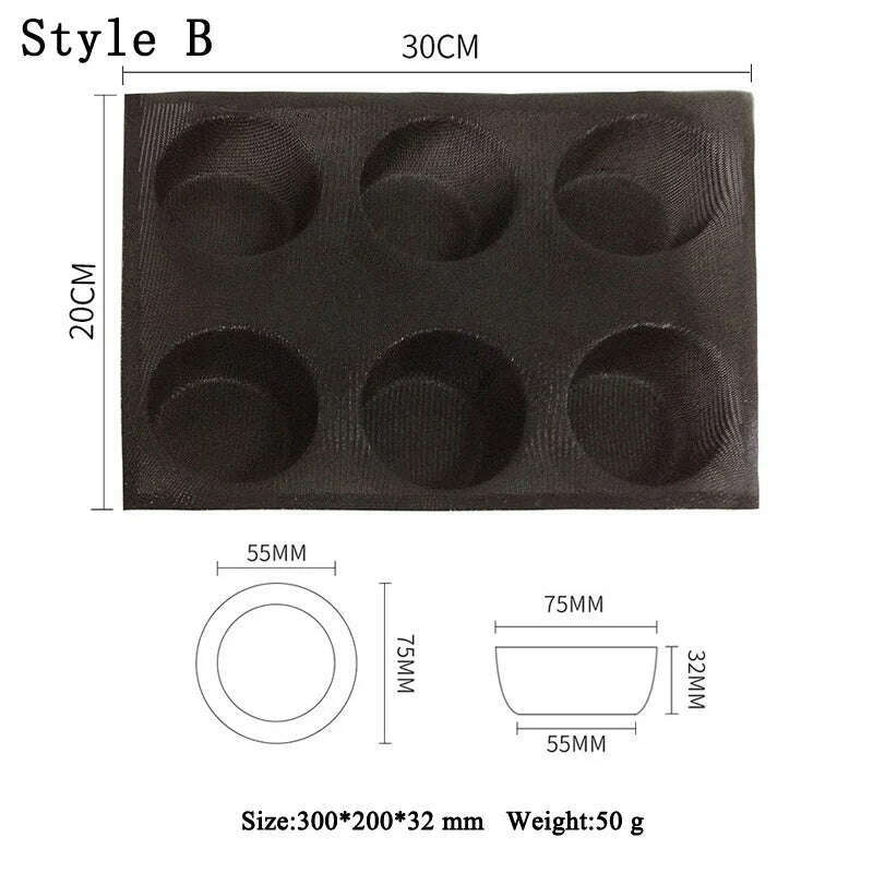 KIMLUD, Meibum Baguette Bun Mould Round Hamburger Silicone Molds Bread Baking Liners Mat Loaf Pan Non-stick Perforated Soft Bakery Mold, Style B, KIMLUD Womens Clothes