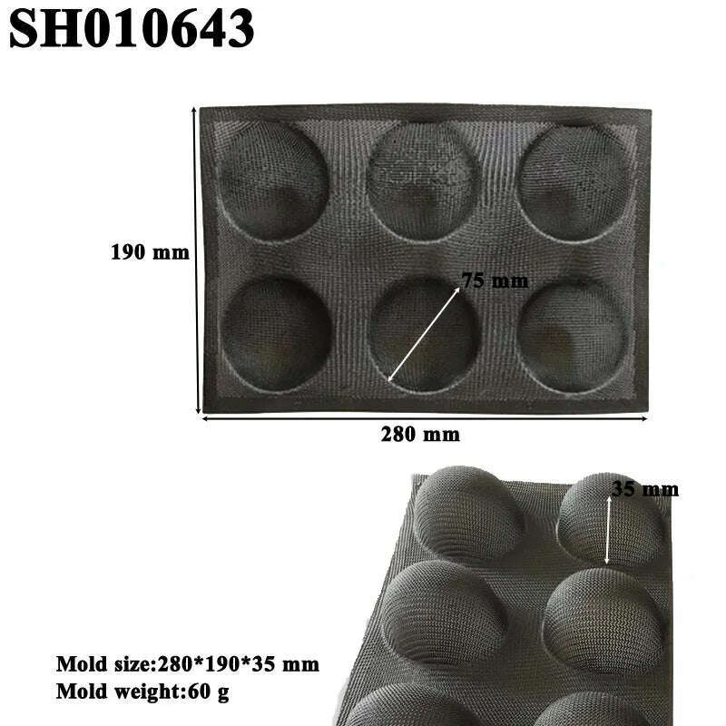KIMLUD, Meibum Baguette Bun Mould Round Hamburger Silicone Molds Bread Baking Liners Mat Loaf Pan Non-stick Perforated Soft Bakery Mold, SH010643, KIMLUD APPAREL - Womens Clothes