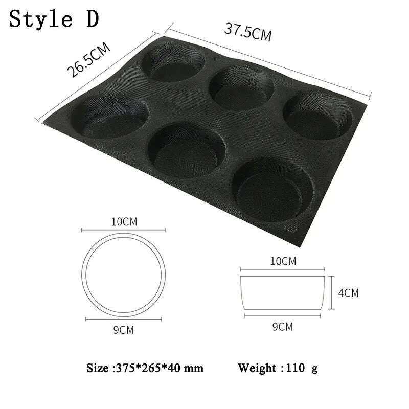 KIMLUD, Meibum Baguette Bun Mould Round Hamburger Silicone Molds Bread Baking Liners Mat Loaf Pan Non-stick Perforated Soft Bakery Mold, Style D, KIMLUD APPAREL - Womens Clothes