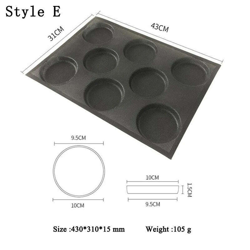 KIMLUD, Meibum Baguette Bun Mould Round Hamburger Silicone Molds Bread Baking Liners Mat Loaf Pan Non-stick Perforated Soft Bakery Mold, Style E, KIMLUD APPAREL - Womens Clothes