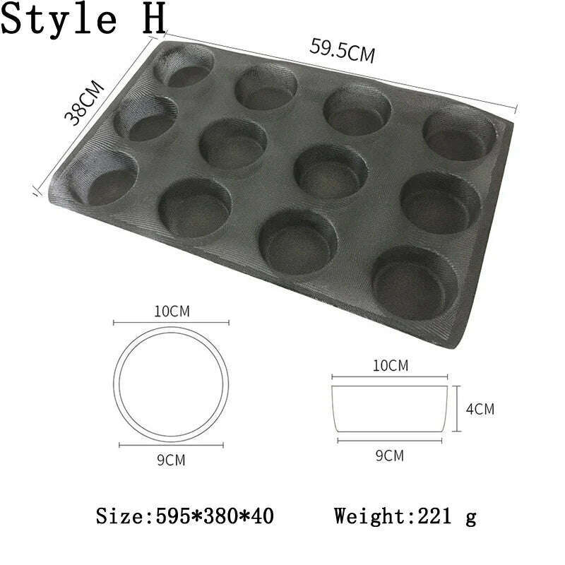 KIMLUD, Meibum Baguette Bun Mould Round Hamburger Silicone Molds Bread Baking Liners Mat Loaf Pan Non-stick Perforated Soft Bakery Mold, Style H, KIMLUD Womens Clothes