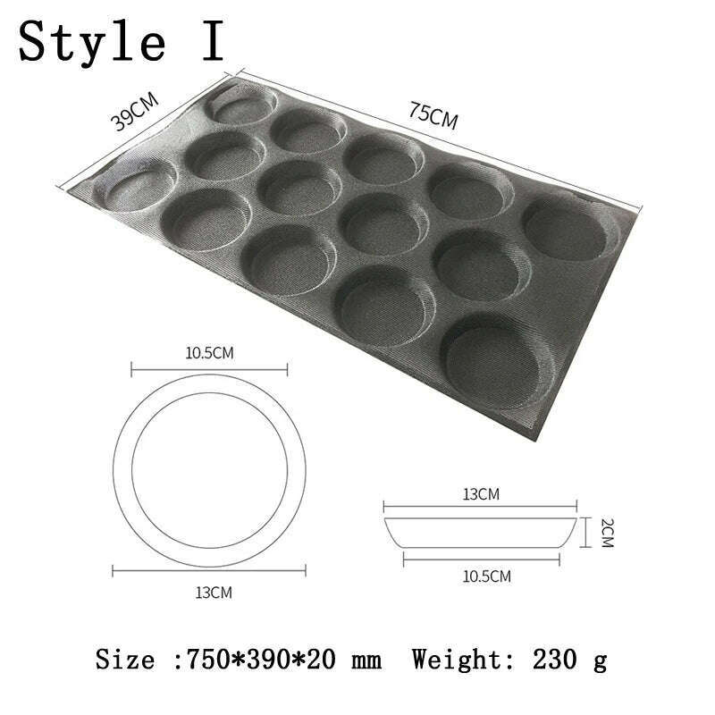 KIMLUD, Meibum Baguette Bun Mould Round Hamburger Silicone Molds Bread Baking Liners Mat Loaf Pan Non-stick Perforated Soft Bakery Mold, Style I, KIMLUD Womens Clothes