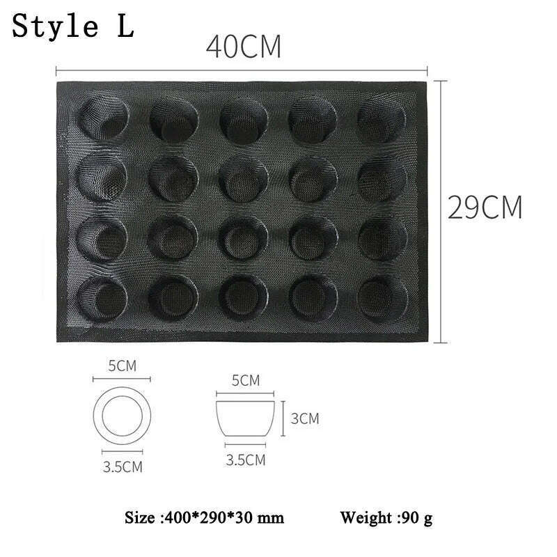 KIMLUD, Meibum Baguette Bun Mould Round Hamburger Silicone Molds Bread Baking Liners Mat Loaf Pan Non-stick Perforated Soft Bakery Mold, Style L, KIMLUD Womens Clothes