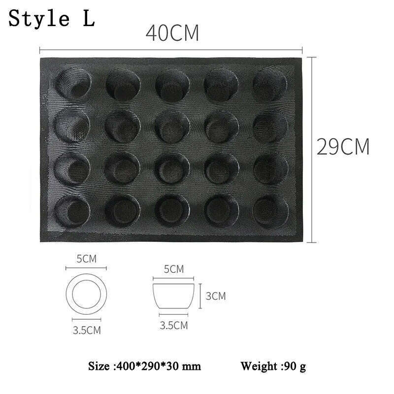 KIMLUD, Meibum Baguette Bun Mould Round Hamburger Silicone Molds Bread Baking Liners Mat Loaf Pan Non-stick Perforated Soft Bakery Mold, Style L, KIMLUD APPAREL - Womens Clothes