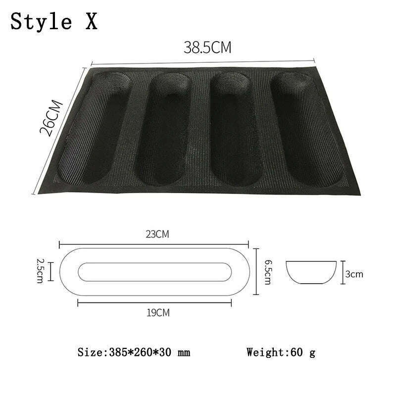 KIMLUD, Meibum Baguette Bun Mould Round Hamburger Silicone Molds Bread Baking Liners Mat Loaf Pan Non-stick Perforated Soft Bakery Mold, Style X, KIMLUD Womens Clothes
