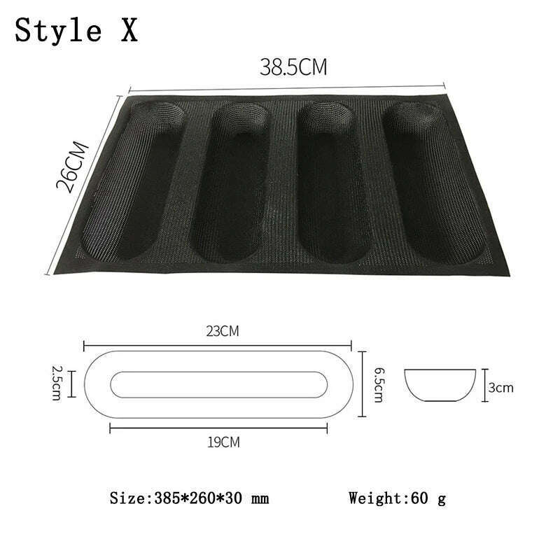 KIMLUD, Meibum Baguette Bun Mould Round Hamburger Silicone Molds Bread Baking Liners Mat Loaf Pan Non-stick Perforated Soft Bakery Mold, Style X, KIMLUD APPAREL - Womens Clothes