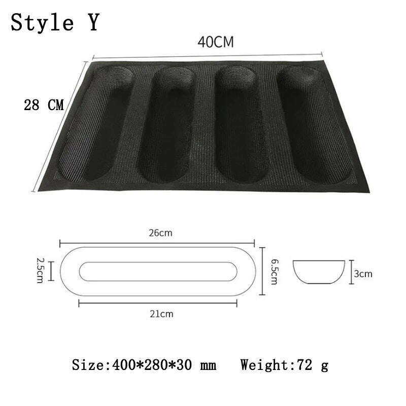 KIMLUD, Meibum Baguette Bun Mould Round Hamburger Silicone Molds Bread Baking Liners Mat Loaf Pan Non-stick Perforated Soft Bakery Mold, Style Y, KIMLUD APPAREL - Womens Clothes