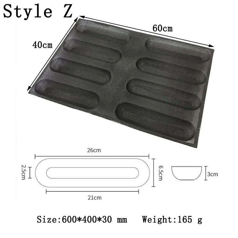 KIMLUD, Meibum Baguette Bun Mould Round Hamburger Silicone Molds Bread Baking Liners Mat Loaf Pan Non-stick Perforated Soft Bakery Mold, Style Z, KIMLUD APPAREL - Womens Clothes