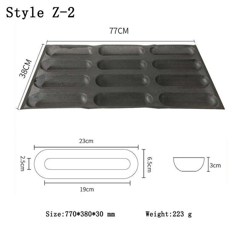 KIMLUD, Meibum Baguette Bun Mould Round Hamburger Silicone Molds Bread Baking Liners Mat Loaf Pan Non-stick Perforated Soft Bakery Mold, Style Z-2, KIMLUD Womens Clothes