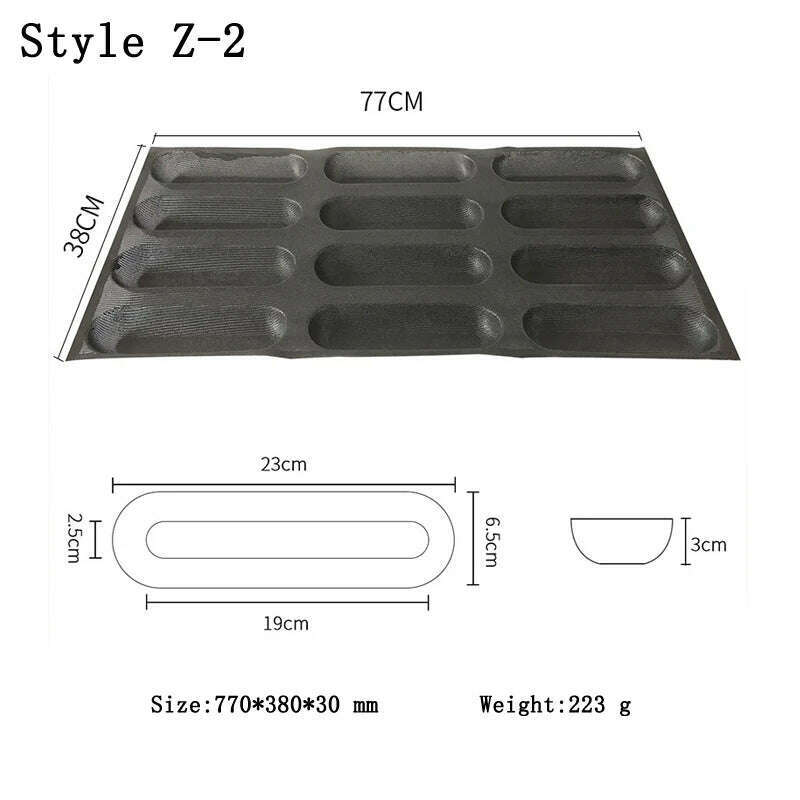 KIMLUD, Meibum Baguette Bun Mould Round Hamburger Silicone Molds Bread Baking Liners Mat Loaf Pan Non-stick Perforated Soft Bakery Mold, Style Z-2, KIMLUD APPAREL - Womens Clothes