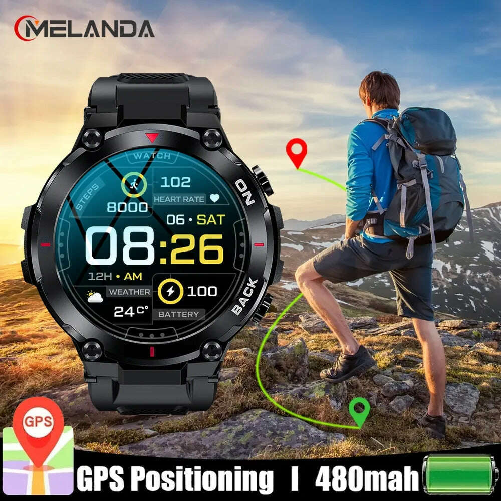 KIMLUD, MELANDA Outdoor Military GPS Smart Watch Men 360*360 HD Screen Heart Rate IP68 Waterproof Sports Smartwatch For Android IOS K37, KIMLUD Womens Clothes