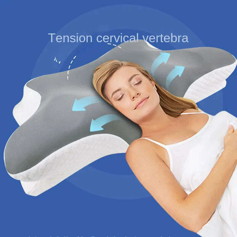 KIMLUD, Men and women Butterfly sleep Memory Sponge Comfortable pillow Slow rebound zero pressure butterfly pillow neck protector, KIMLUD Women's Clothes