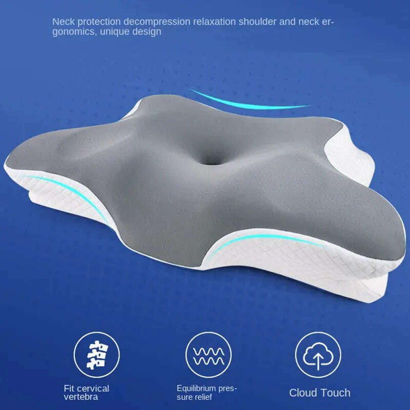 KIMLUD, Men and women Butterfly sleep Memory Sponge Comfortable pillow Slow rebound zero pressure butterfly pillow neck protector, black, KIMLUD APPAREL - Womens Clothes