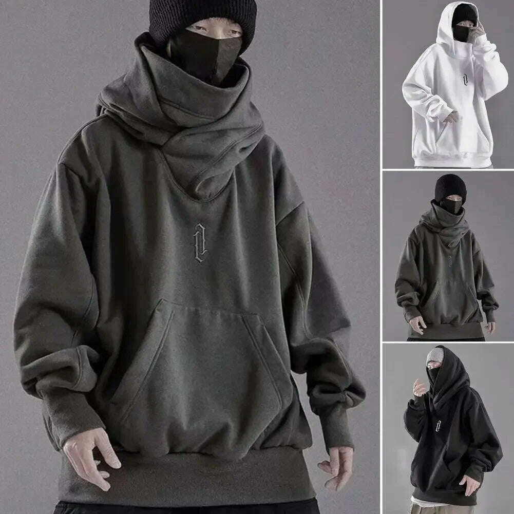 KIMLUD, Men Autumn and Winter Hoodie Solid Color Hooded Long Sleeves Hip Hop Warm Casual Fashion Trend Streetwear Male Hoodie Clothing, KIMLUD Womens Clothes
