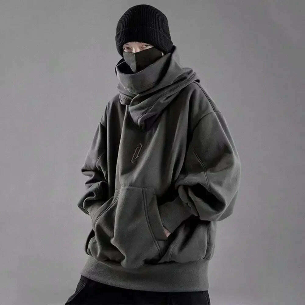 KIMLUD, Men Autumn and Winter Hoodie Solid Color Hooded Long Sleeves Hip Hop Warm Casual Fashion Trend Streetwear Male Hoodie Clothing, KIMLUD Womens Clothes
