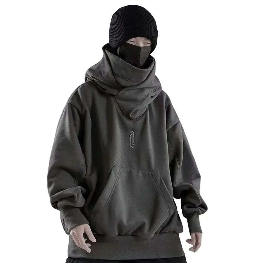 KIMLUD, Men Autumn and Winter Hoodie Solid Color Hooded Long Sleeves Hip Hop Warm Casual Fashion Trend Streetwear Male Hoodie Clothing, Grey / XXL, KIMLUD APPAREL - Womens Clothes