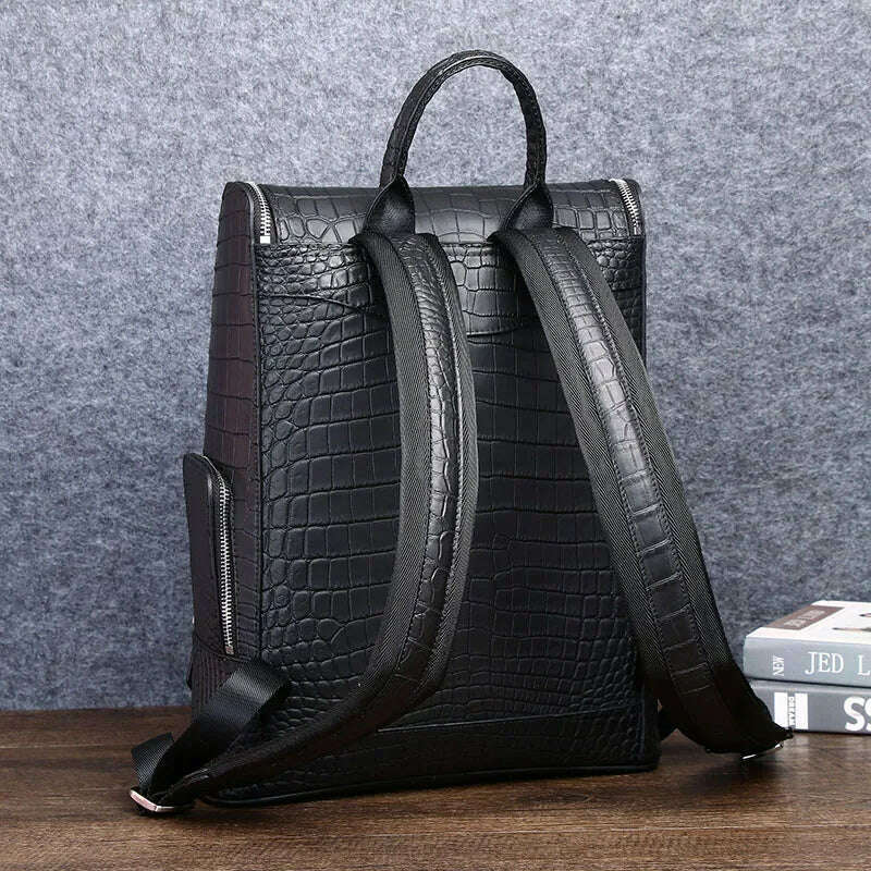 Men bag genuine leather bag men's bag Men's large backpack large capacity travel bag outdoor men's bag factory direct delivery - KIMLUD