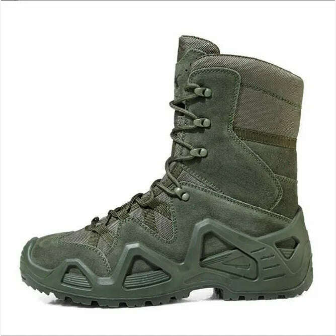 KIMLUD, Men Casual Military Ankle Boots Outdoor Tactical Combat Man Boot Army Hunting Work Boots for Motorcycle Shoes Botas Militares, B green / 39, KIMLUD Womens Clothes