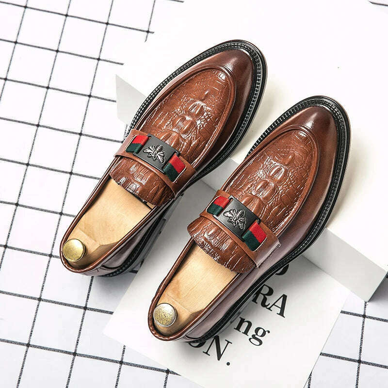 KIMLUD, Men Casual Shoes Breathable Leather Loafers Business Office Shoes For Men Driving Moccasins Comfortable Slip On Tassel Shoe37-44, Brown / 41, KIMLUD Womens Clothes