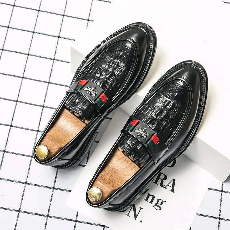 KIMLUD, Men Casual Shoes Breathable Leather Loafers Business Office Shoes For Men Driving Moccasins Comfortable Slip On Tassel Shoe37-44, Black / 37, KIMLUD Womens Clothes