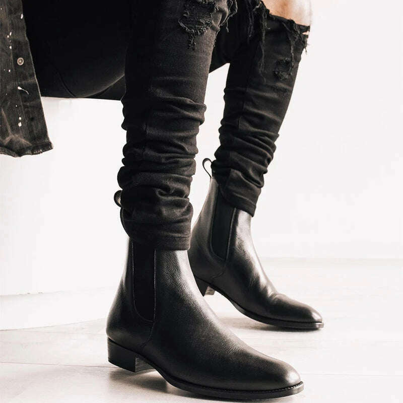 Men Chelsea Boots High Quality Men Ankle Boot Male Vinage Classic Dress Shoes Black Brown Business Madehand Men Shoes - KIMLUD