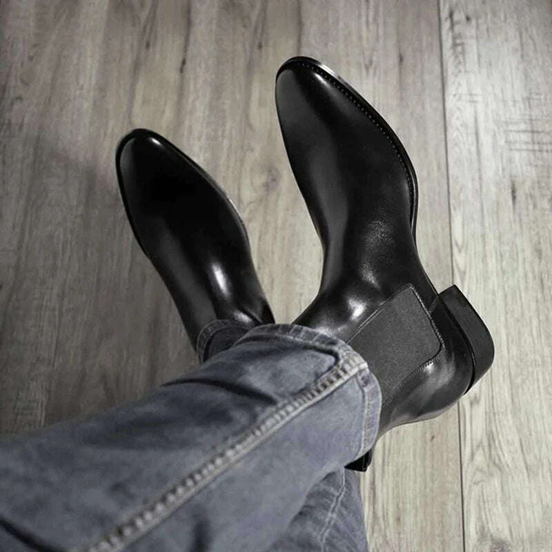 Men Chelsea Boots High Quality Men Ankle Boot Male Vinage Classic Dress Shoes Black Brown Business Madehand Men Shoes - KIMLUD