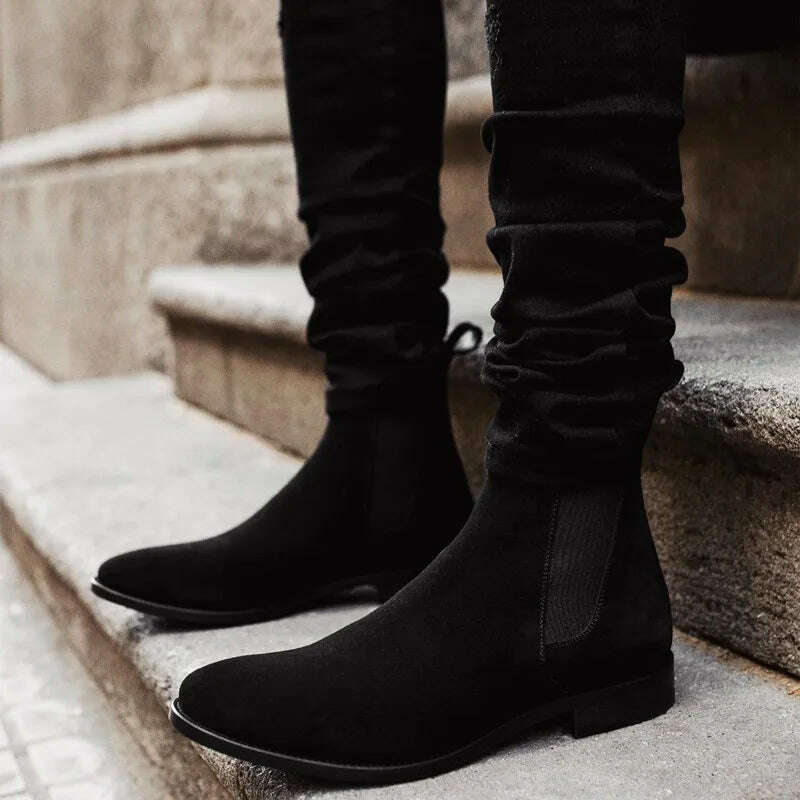 Men Chelsea Boots High Quality Men Ankle Boot Male Vinage Classic Dress Shoes Black Brown Business Madehand Men Shoes - KIMLUD