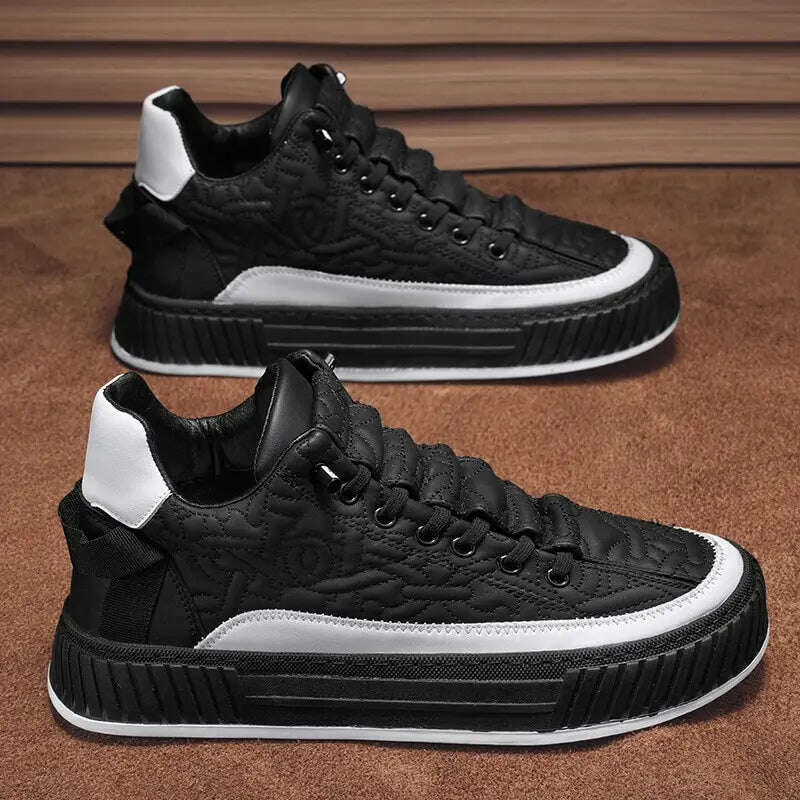 KIMLUD, Men Chunky Sneakers Fashion Light Non-slip Luxury Brand Men's Sneakers 2023 Designer Male Casual Board Shoe Man's Vulcanize Shoe, Black White / 39, KIMLUD Women's Clothes