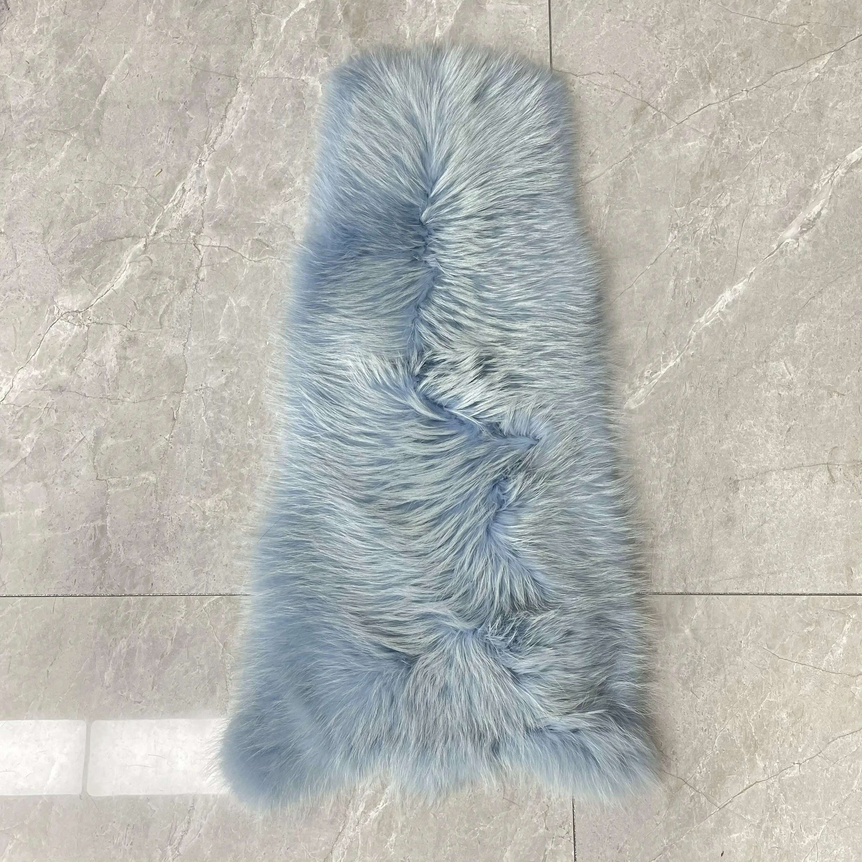 KIMLUD, Men Clothes Golden Island White Special Fox Fur Coat Full Pelt Customized Size Available, Light Blue / XS(88cm), KIMLUD APPAREL - Womens Clothes